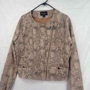 HAUTE MONDAY SIZE LARGE TAUPE SUEDE SNAKE WOMENS JACKET